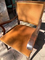 Old Dark Brown Antique Armchair with Armrests
