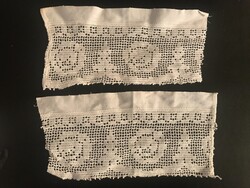 POLCCSÍK - 2 db - 25 x 12 cm - LENVÁSZON - RÉGI - KÉZIMUNKA - KÉPEK SZERINT