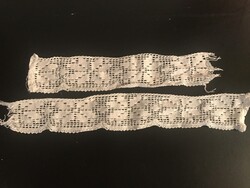 SZALAG - 2 db - CSIPKE - 40 x 7 cm - 31 x 7 cm - RÉGI - PAMUT - KÉPEK SZERINT