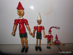 PINOKKIÓ - 4 db  - OLASZ !!!! - RÉGI - FA - 32 cm - 26 cm - 16 cm - 12 cm  - KÉPEK SZERINT