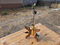 Szarvasi vas-fémipari szövetkezet 3 ágú fa csillár 28 cm széles, 66 cm magas