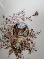 IVÁNKOVITS KÁROLY SZEGEDEN - SZARVASOS PORCELÁN TÁL - VADÁSZ EMLÉKTÁRGY