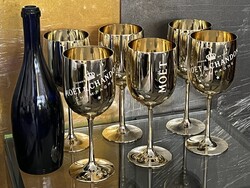 CHAMPAGNE CLUB - Moët & Chandon arany tükrös 6 darabos műanyag pezsgőspohár szett