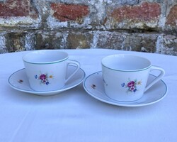 2 db Hollóházi virágos porcelán kávéscsésze - kávéskészlet