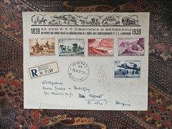 1939-es Jugoszlávia ajánlott FDC levél Belgrád-Újpest