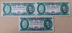 Hungarian 10 Forint 1962 Year Coin - Set of 3 - F2026