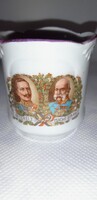 Antik I. világháborús patrióta porcelán bögre - Ferenc József és II. Vilmos (Ritka dombormintás!)