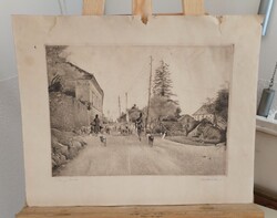 Dudás Jenő - Tihanyi konda rézkarc 49x39 cm lapméret