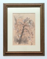 Láng Rudolf(1904-1991): Tavaszi virágzás. Jelzett festmény.