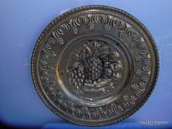 RÉZ TÁNYÉR - 30 x 3  cm - FALI - ANGOL - RÉGI - DOMBORNYOMOTT