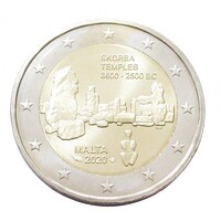 Málta,2 euro 2020 Párizs verdejellel - Őskori műemlékek - Skorba templomok aUNC+ ötvözet