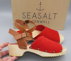 Új! SEASALT CORNWALL fatalpú bőr szandál, 38 -as