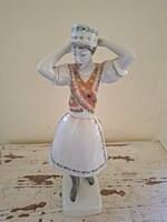 Hollóházi, nagy, 30 cm-es, népviseletbe öltözött lány