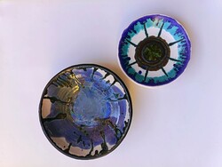Premium Blue Ceramic Set: Mária Mosonyi (15 cm) & Mónika Laborcz (19 cm) wall plates