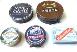 Old Schmoll Shoe Polish, Competition Paste, Nivea Cream Metal Boxes + 2 pcs