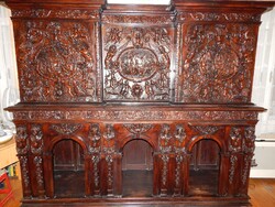 Renaissance Sideboard, Table, Chairs (3+2) late 19th century