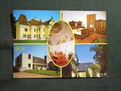 Képeslap,Bük,Bükfürdő,templom,üdülő,Szapáry Kastély látkép,részlet,1989-
