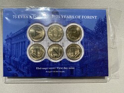 2021 75 éves a Forint 6x5 Forint elsőnapi veret bliszter