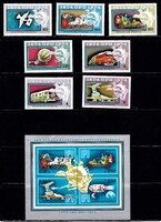 1974. 100 éves az Egyetemes Postaegyesület, UPU Postatiszta Bokk és Bélyegsor