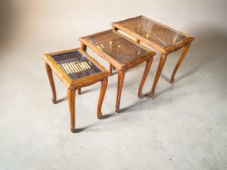 Neobaroque 3-Piece Foldable Wooden Side Table Set