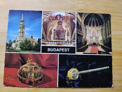 Magyar koronázási jelvények, mozaik lap,Budapest,Mátyás templom, Magyar korona, királyi jogar,