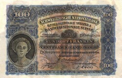 100 frank francs franken 1946 Svájc Ritka Restaurált