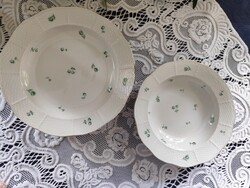 Eladó gyönyörű antik porcelán Herendi zöld virág mintás 6 lapos, és 2 mély tányér!