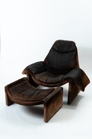 Vittorio Introini P60 Saporiti Italia chair and ottoman set