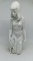Royal Dux porcelán Art Deco akt cicával"Ritka"!