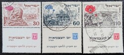 KP91 / Izrael 1952  A függetlenség 4. évfordulója bélyegsor tab-al pecsételt