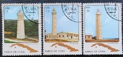 KP127 /  Kuba 1980 Világítótornyok bélyegsor pecsételt