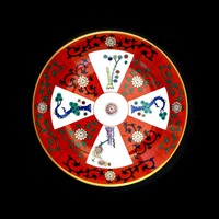 New Herendi Gödöllő Pattern Siang Rouge Red Dynasty Coffee Cup with Saucer