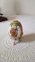 Szépséges,gésás,virágos porcelán ékszertartó tojás
