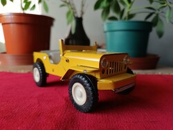 Retro Ritka sárga kincs Fém Willys Jeep katonai terepjáró az 1970-1980-as évekből sárga színű