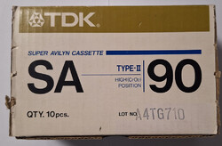 TDK SA Type II. 90 10 db-os magnókazettás doboz (üres)
