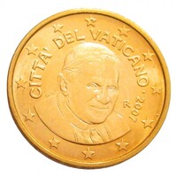 Vatikán,2 eurocent 2007 aUNC+ vas