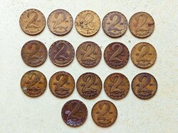 Magyarország 17 db Különböző Érme 2 Forint 1970-1989