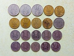 Magyarország 20 db Különböző Érme 5 10 Forint 1967-1989