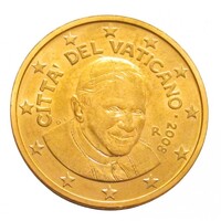 Vatikán,2 eurocent 2008 aUNC+ vas