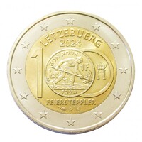 Luxemburg,2 euro 2024 Párizs verdejellel - Feiersteppler-t ábrázoló érmék 100 éve aUNC+ ötvözet