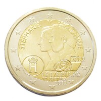 Luxemburg,2 euro 2022 Holló verdejellel - I. Henrik - V. Vilmos és Stefánia esküvője aUNC+ ötvözet