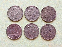 Lengyelország 6 db Különböző Érme 10 Zlotyi 1975-1986