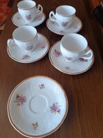 Vintage cseh Thun Bernadotte porcelán mokkás/kávés készlet pótlásra (4 csésze + 6 alátét)