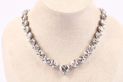Bold Silver Necklace with Cut Cubic Zirconia Stones