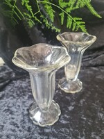 Retro vintage talpas tölcsér üveg váza / fagylaltos kehely párban Hermanova?Tokodi? ParádiÜveggyár?