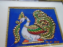 Hollóházi Traditional Indian TAMIL NADU Thanjavur Glass Painting with 22K Gold and Stones