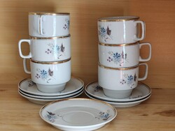 Hollóházi porcelán kávés készlet (6 csésze + 6 alátét)