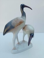 Hollóházi Ibisz porcelán madár pár