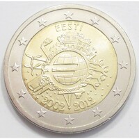 Észtország,2 euro 2012 - 10 éves az euró aUNC+ ötvözet