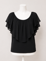 Elegáns fekete sifon blúz fodros ujjakkal – XS / S